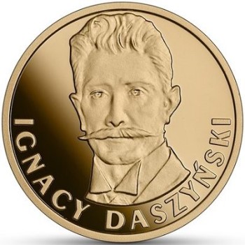 Rewers monety 100-złotowej dedykowanej Ignacemu Daszyńskiemu z 2021 roku